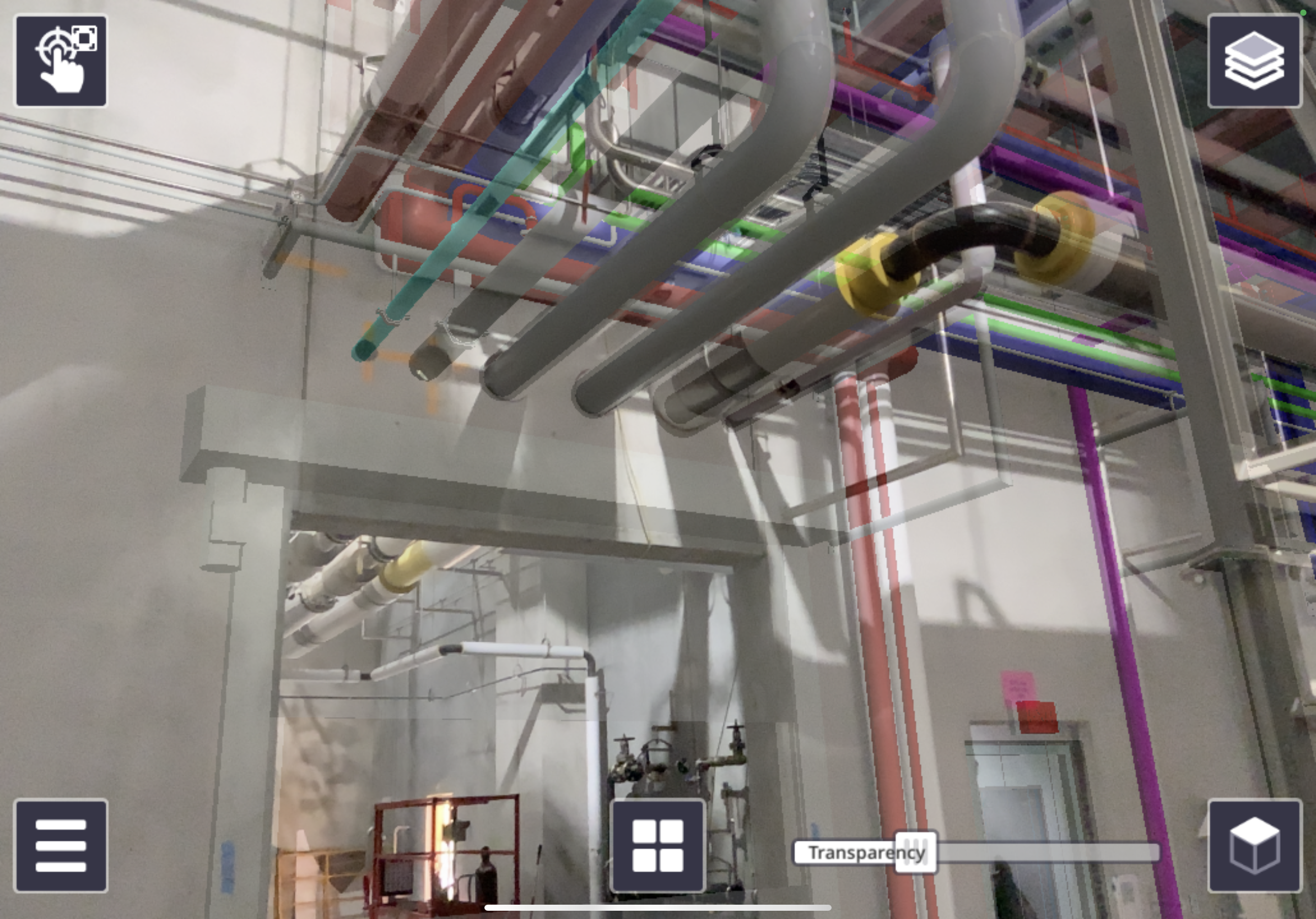 on-screen model screenshot using Trimble Connect AR